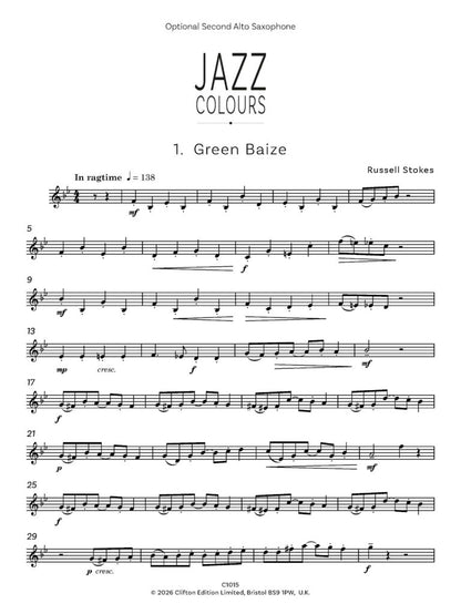 Stokes, Russell - Jazz Colours for Alto Saxophone and Piano- Digital Download