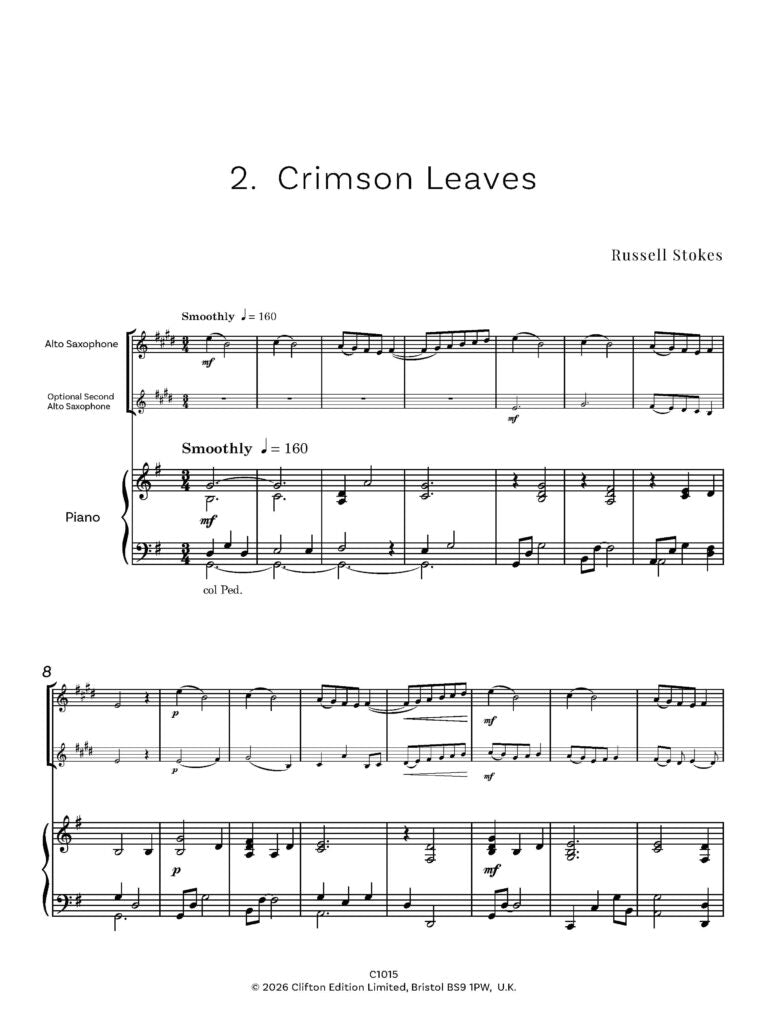 Stokes, Russell - Jazz Colours for Alto Saxophone and Piano- Digital Download