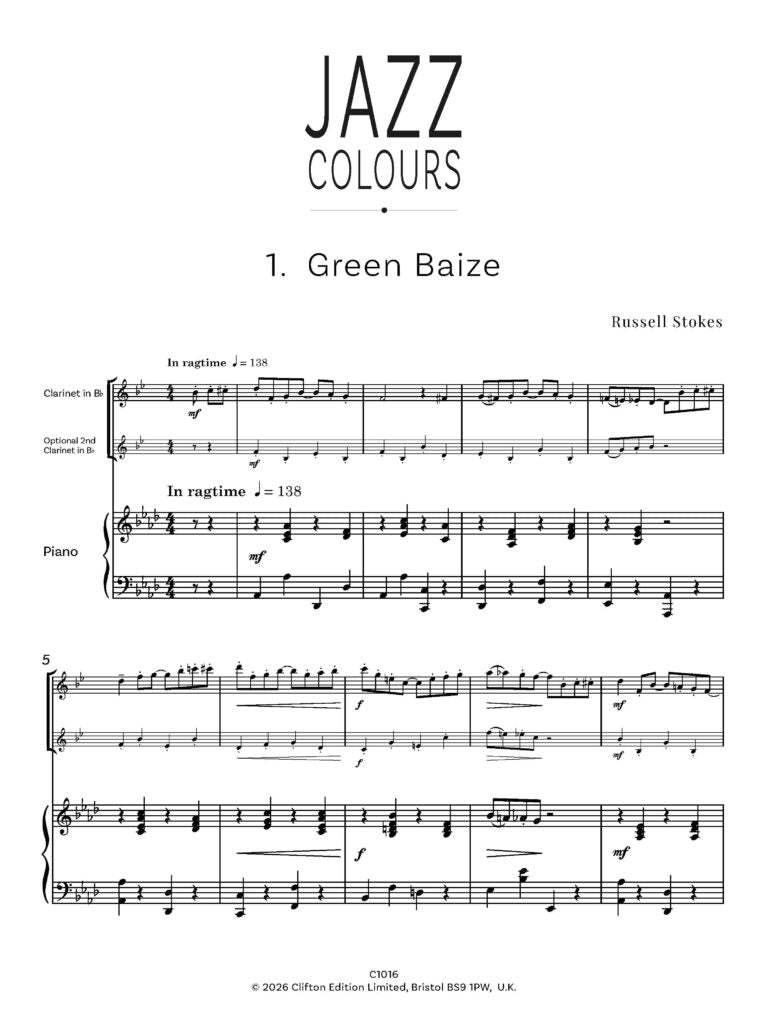 Stokes, Russell - Jazz Colours for Clarinet in Bb and Piano - (Digital Download)