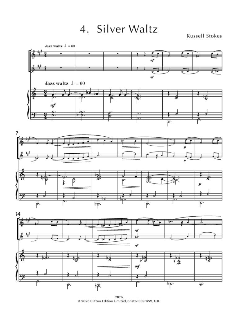 Stokes, Russell - Jazz Colours 2 for Alto Saxophone and Piano- Digital Download