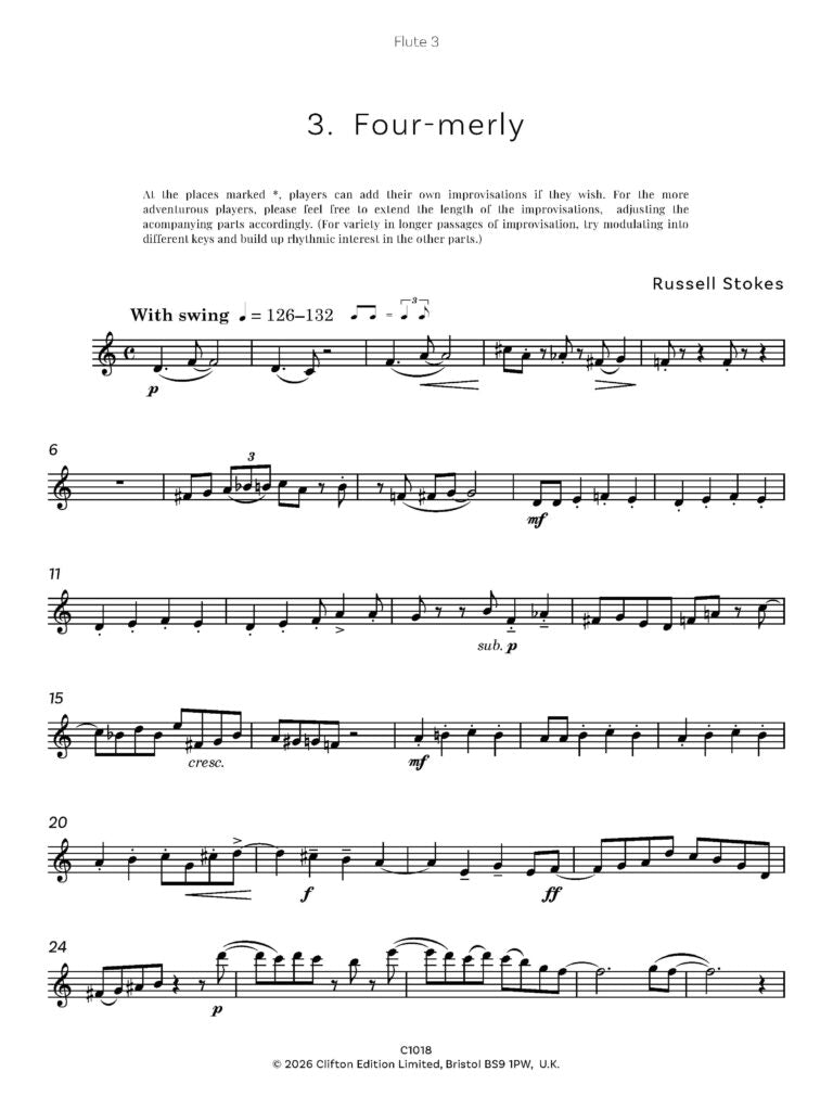 Stokes, Russell - 4 for Jazz Four Flutes - Digital Download