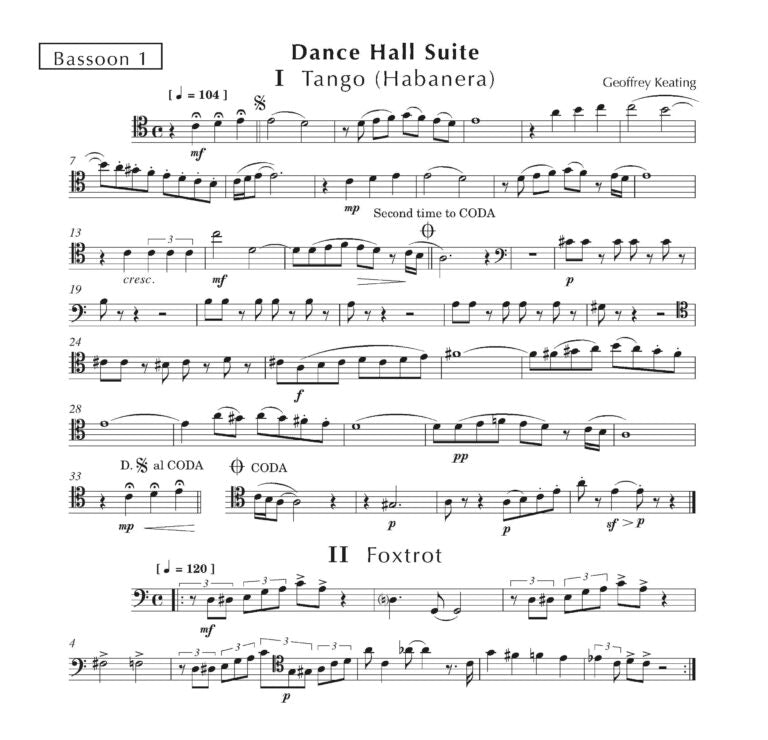 Keating, G Dance Hall Suite  - (Bassoon Quartet)- Digital Download