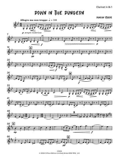 Down in the Dungeon for 2 Clarinets and 2 Bass Clarinets- Digital Download