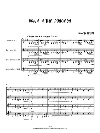 Down in the Dungeon for 2 Clarinets and 2 Bass Clarinets- Digital Download