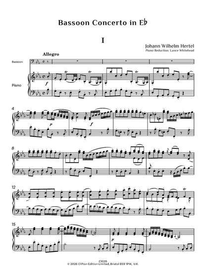 Hertel, JW Concerto in E flat for bassoon (Piano reduction)- Digital Download