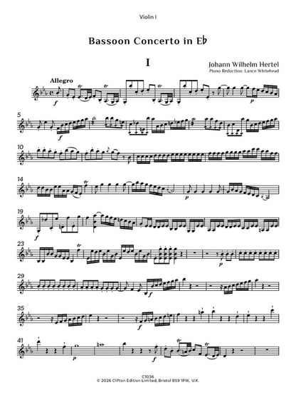 Hertel, JW Concerto in E flat for bassoon (Score and parts)- Digital Download