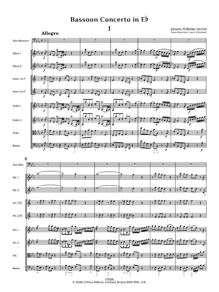 Hertel, JW Concerto in E flat for bassoon (Score and parts)- Digital Download