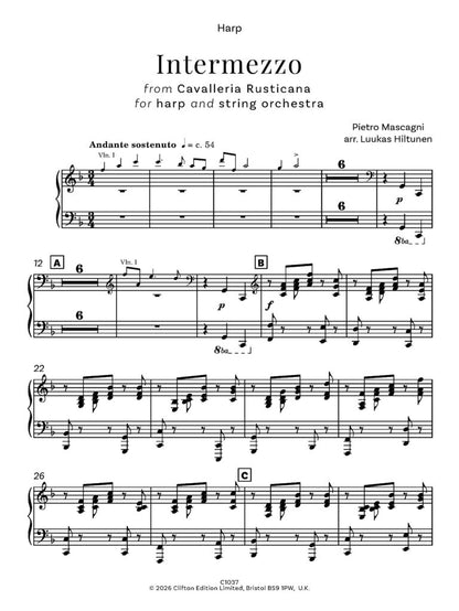 Pietro Mascagni arr. Luukas Hiltunen - Intermezzo from Cavalleria Rusticana for solo harp and string orchestra - Digital Download