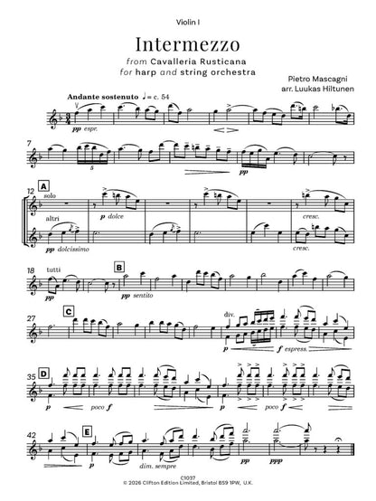 Pietro Mascagni arr. Luukas Hiltunen - Intermezzo from Cavalleria Rusticana for solo harp and string orchestra - Digital Download