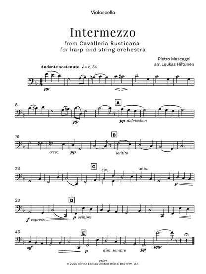 Pietro Mascagni arr. Luukas Hiltunen - Intermezzo from Cavalleria Rusticana for solo harp and string orchestra - Digital Download