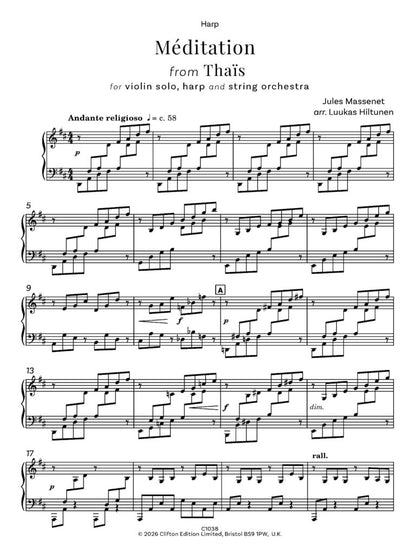 Massenet/Hiltunen - Méditation from Thaïs - String Orchestra solo violin and harp - Digital Download