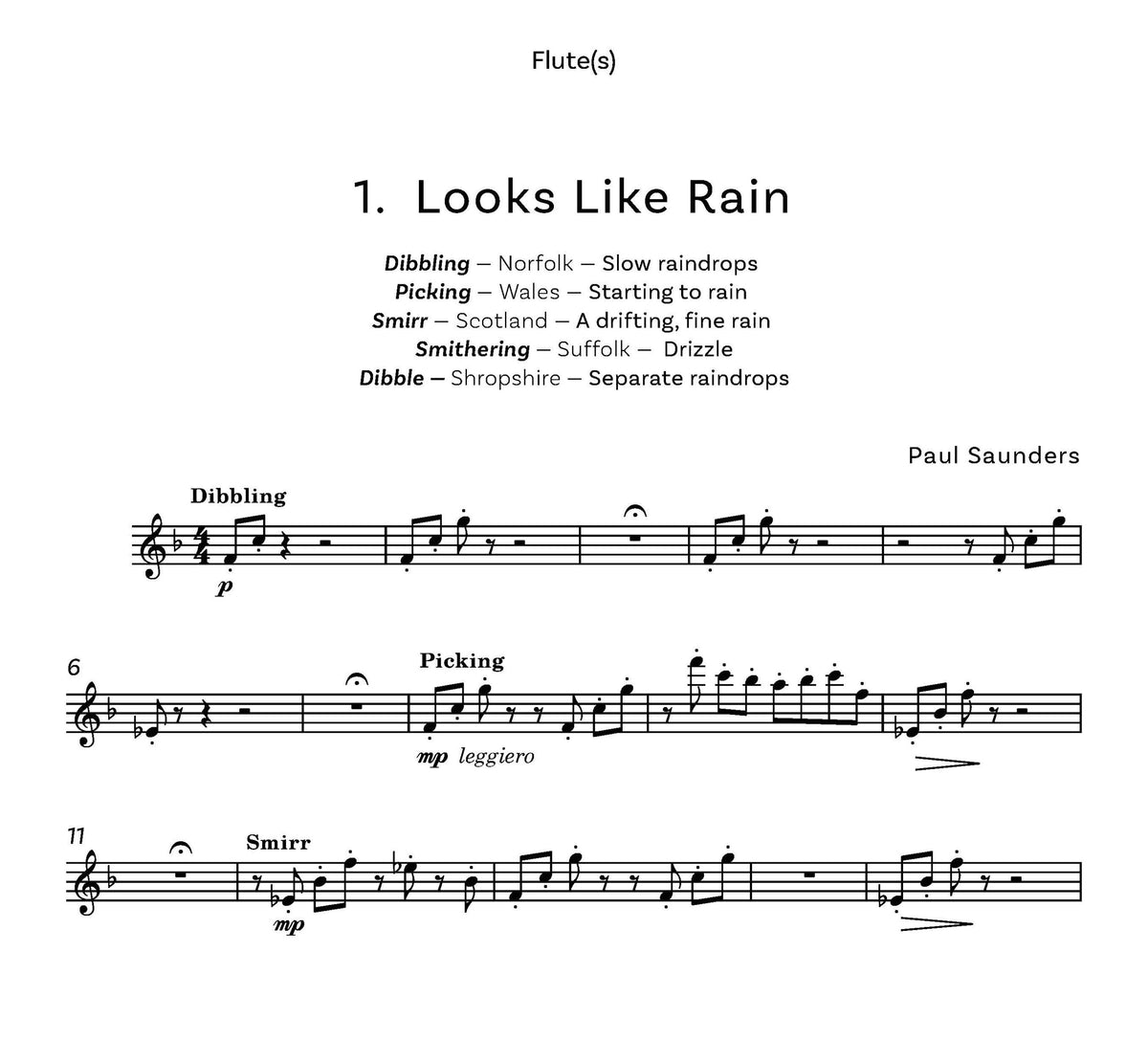 Saunders, Paul Microclimates for flute and piano - Digital Download