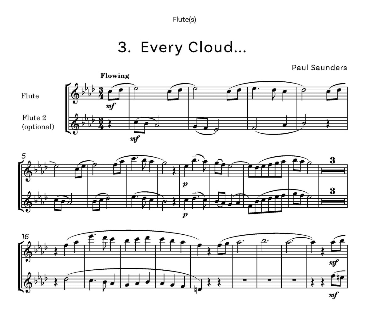 Saunders, Paul Microclimates for flute and piano - Digital Download