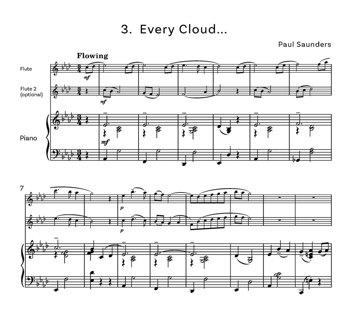 Saunders, Paul Microclimates for flute and piano - Digital Download