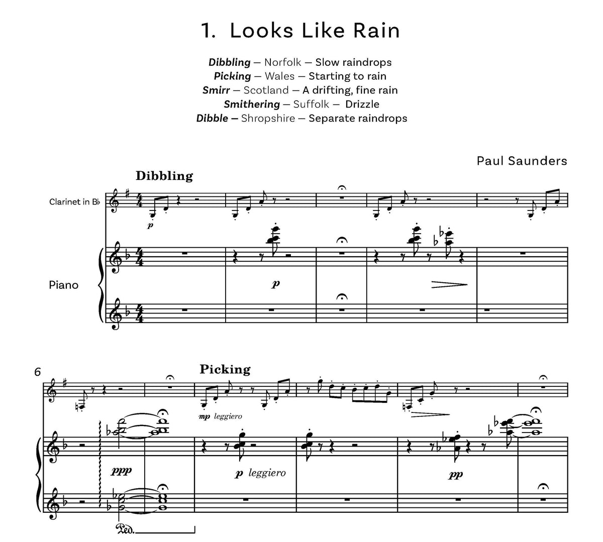 Saunders, Paul Microclimates for Clarinet and piano - Digital Download