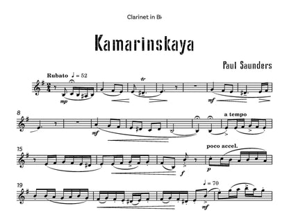 Saunders, Paul - Kamarinskaya for Clarinet and piano - Digital Download