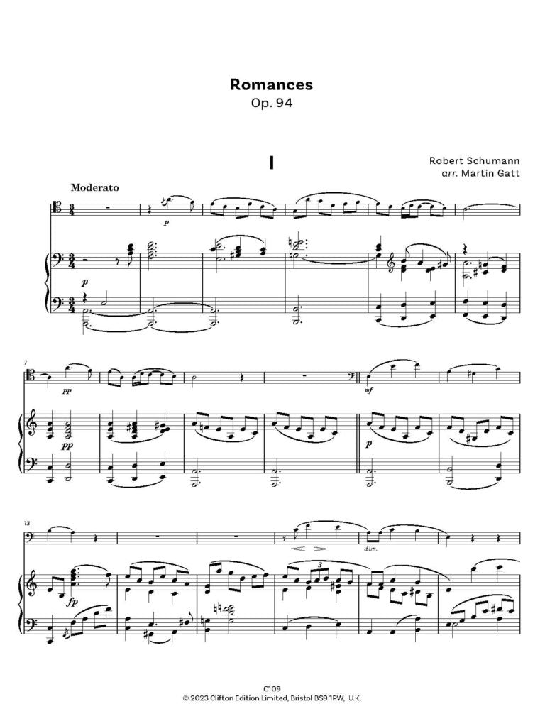 Schumann arr. Gatt: Three Romances Op. 94. Bassoon & Piano - Digital Download