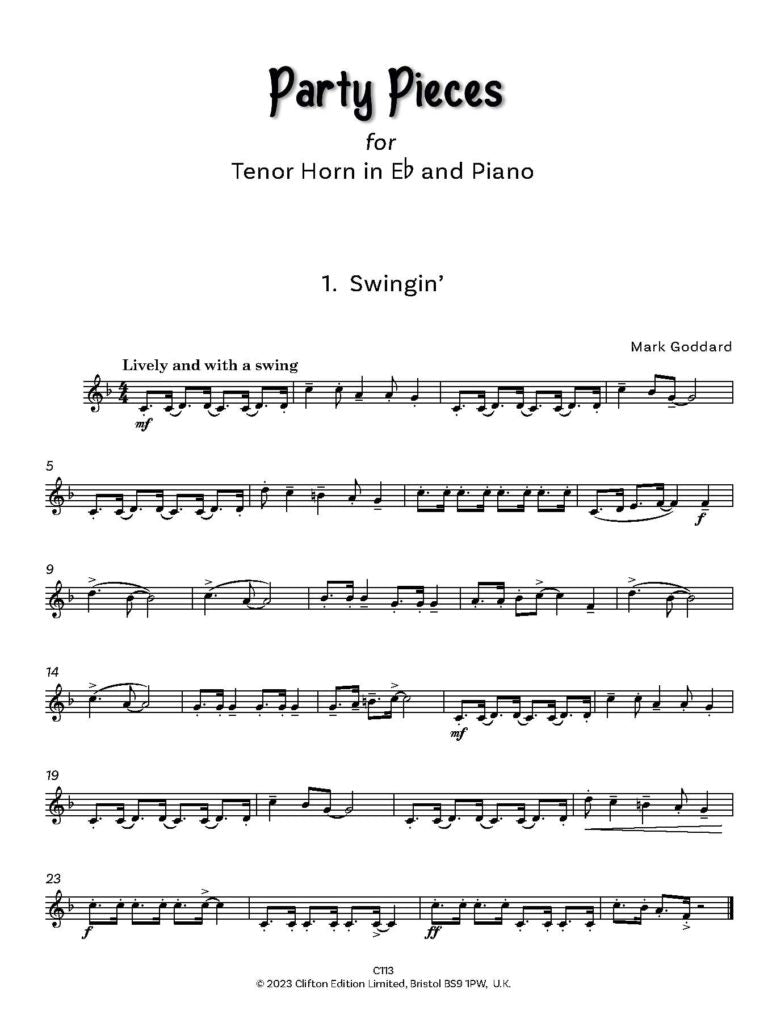 Goddard, Mark: Party Pieces for Horn in Eb & Piano Seven entertaining pieces Grades 2 – 5