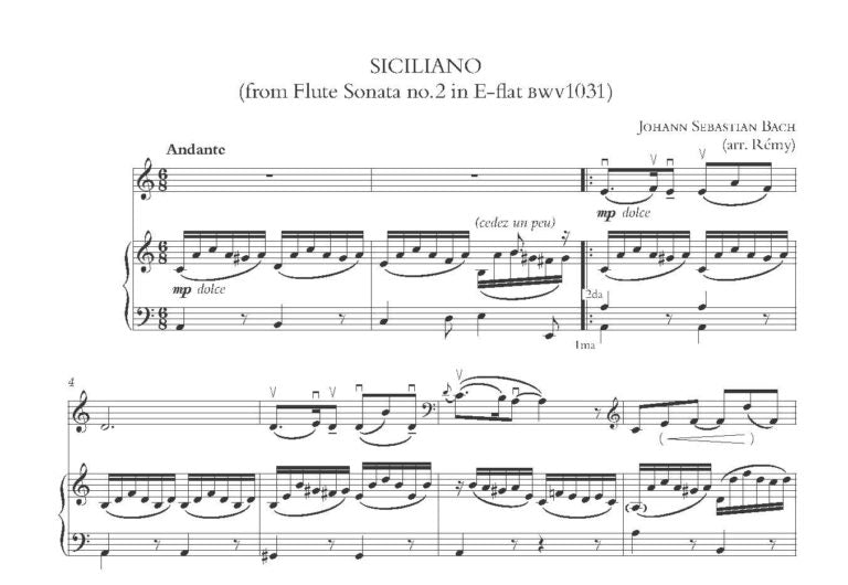 Bach, J.S.: Siciliano from flute sonata No.2 in E flat BWV 1031 arr. Rémy