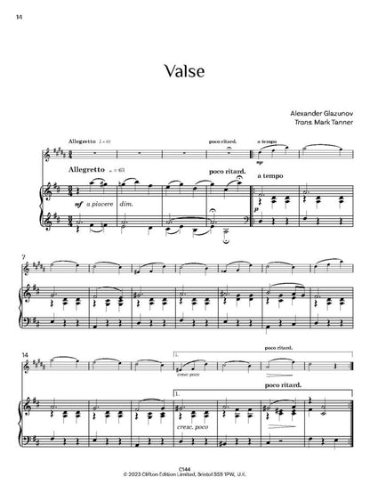 Glazunov arr. Tanner: Three Miniatures Op. 42 (Alto Sax. & Piano)