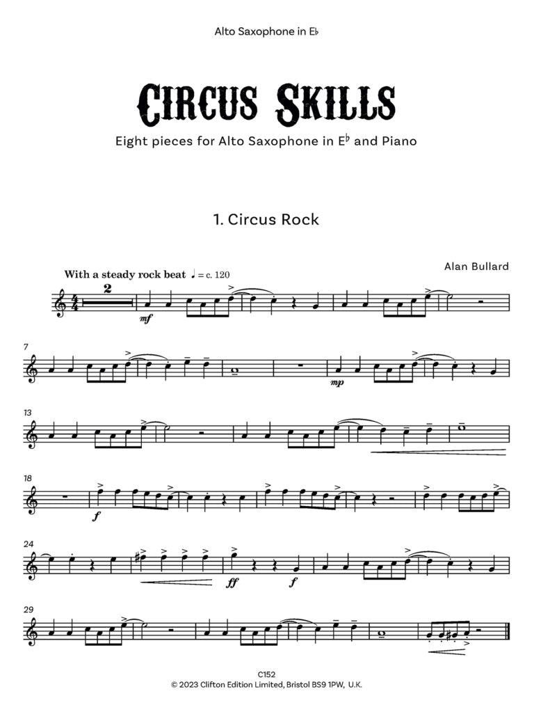 Bullard, Alan: Circus Skills for Alto Saxophone & Piano Includes optional backing tracks - Digital Download