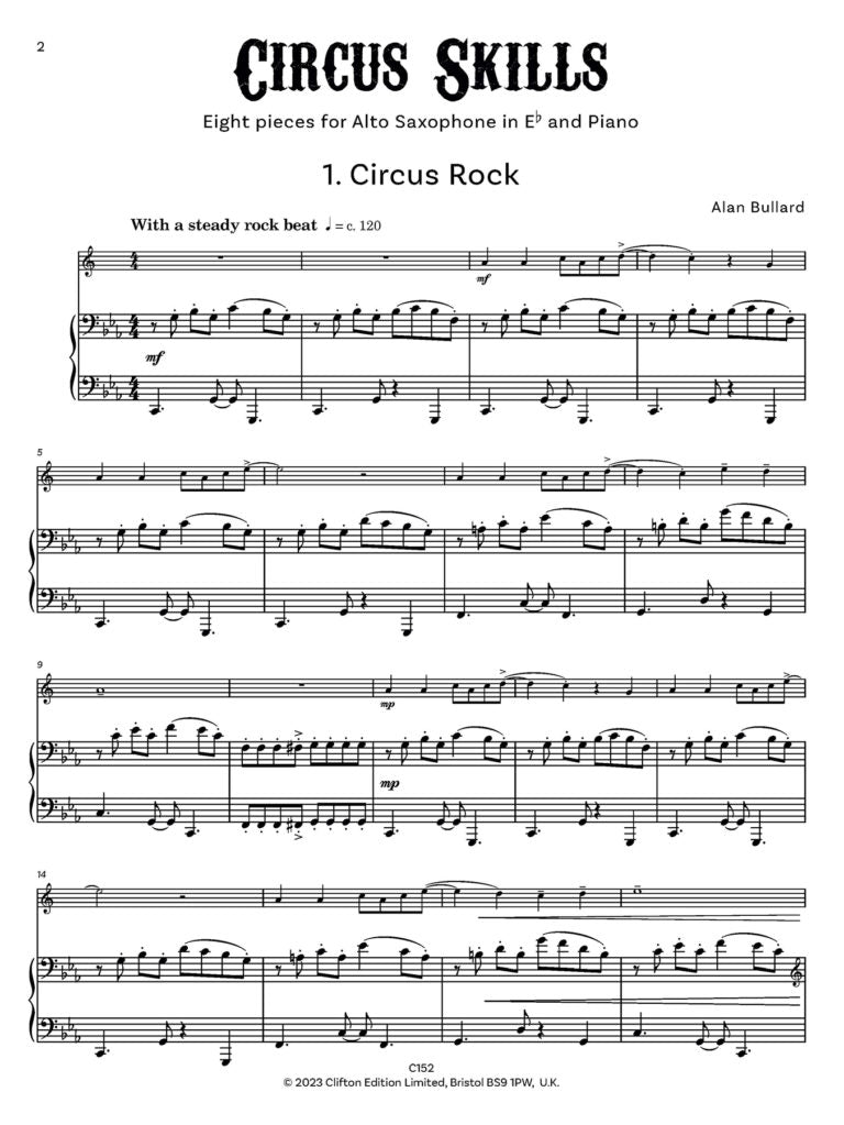 Bullard, Alan: Circus Skills for Alto Saxophone & Piano Includes optional backing tracks