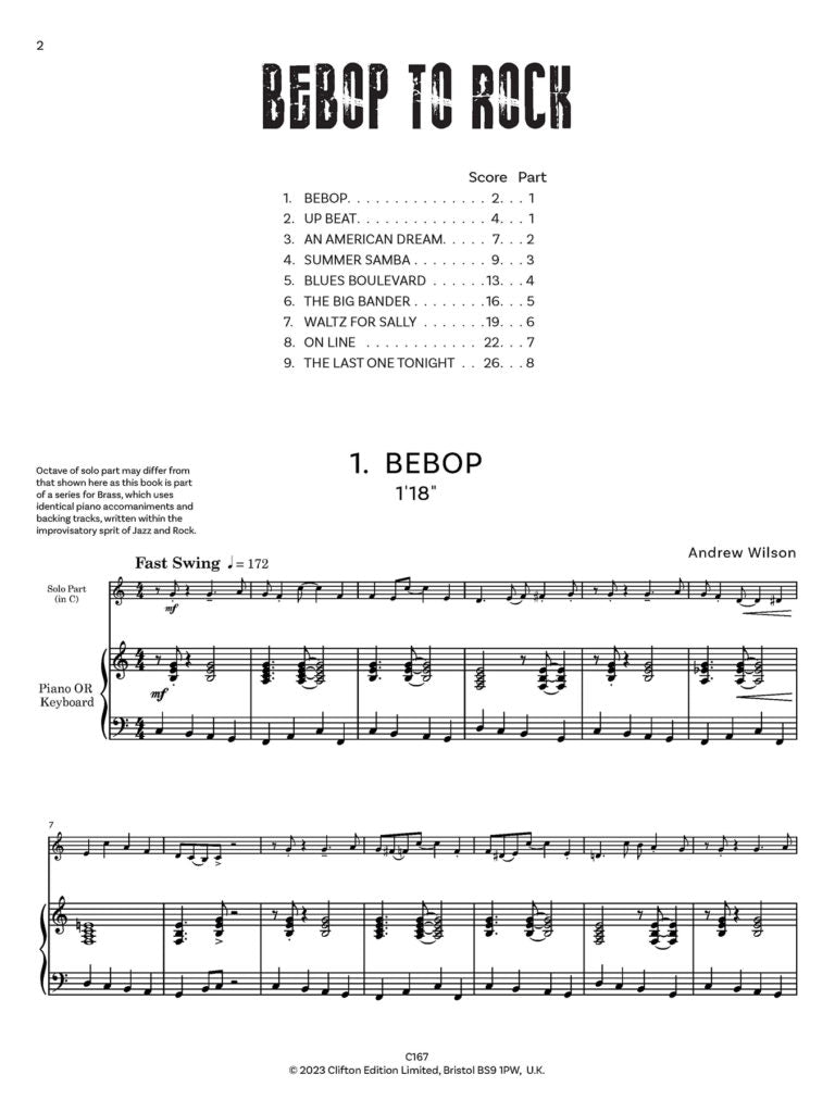 Wilson, Andrew: Bebop to Rock. Trumpet & Piano - Digital Download