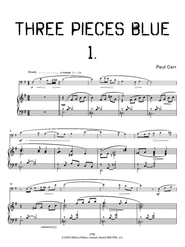 Carr, Paul: Three Pieces Blue. Bassoon and Piano - Digital Download