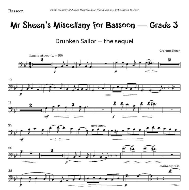 Mr Sheen’s Miscellany for Bassoon – Grade 3 Four Pieces for Bassoon and Piano - Digital Download