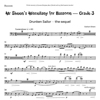 Mr Sheen’s Miscellany for Bassoon – Grade 3 Four Pieces for Bassoon and Piano - Digital Download