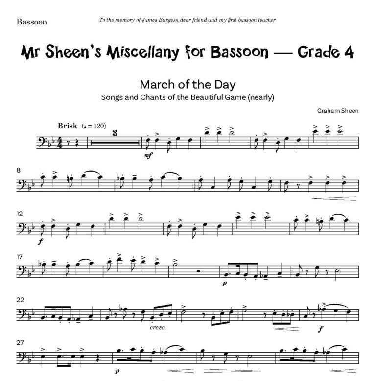 Mr Sheen’s Miscellany for Bassoon – Grade 4 Three Pieces for Bassoon and Piano - Digital Download