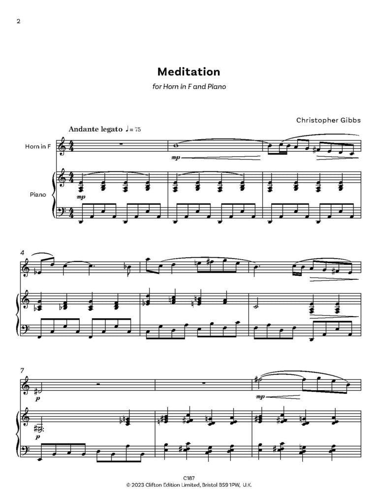 Gibbs, Christopher: Meditation for Horn in F & Piano