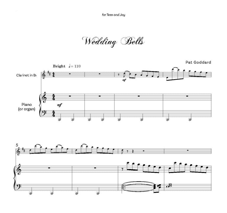 Wedding Bells an album for Clarinet in Bflat & Piano (or Organ) - Digital Download