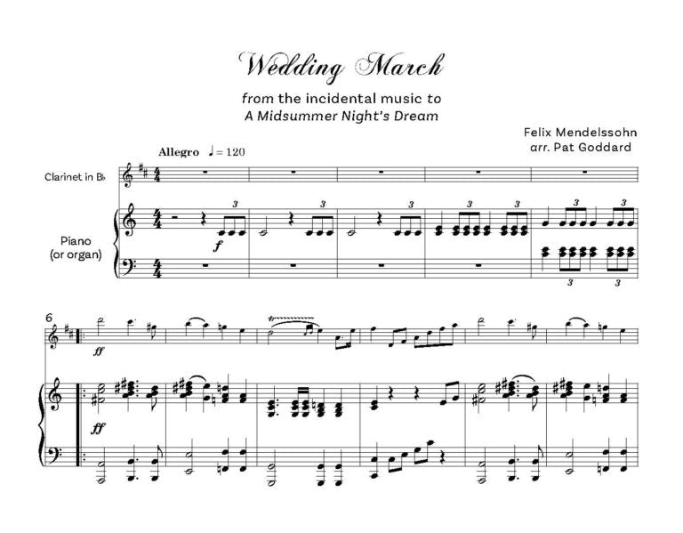 Wedding Bells an album for Clarinet in Bflat & Piano (or Organ) - Digital Download