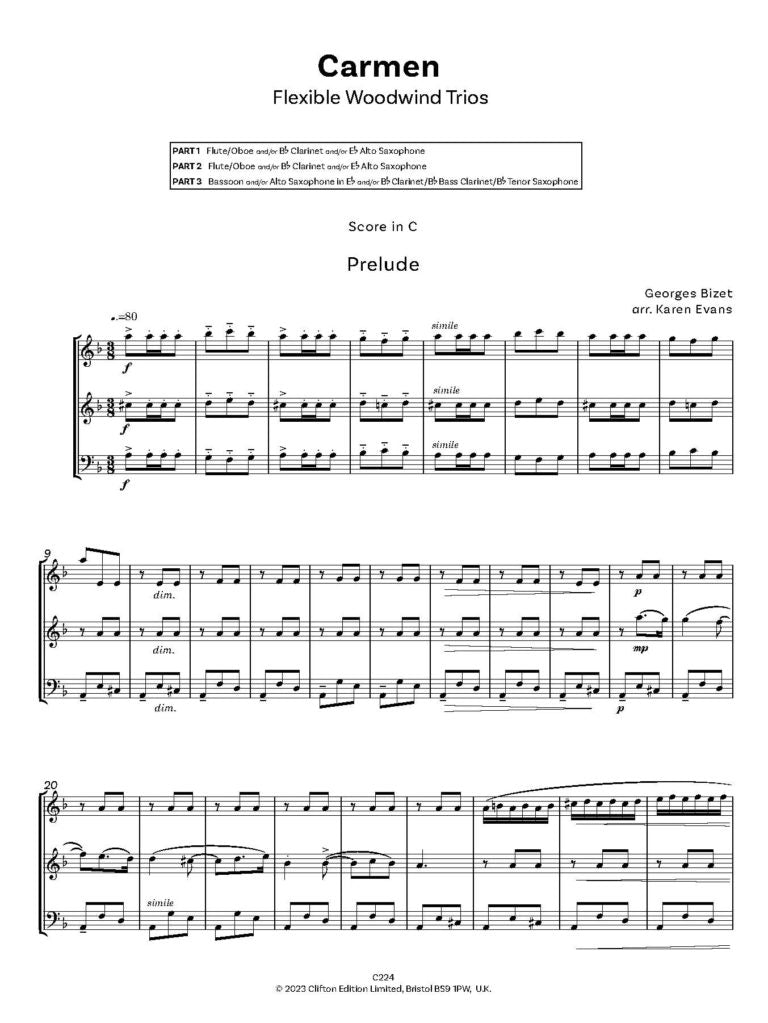 Bizet, Georges: Carmen (Suite). Flexible Woodwind Ensemble