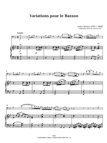 Reicha , A - Variations pour le Bassoon (Piano reduction) Digital Download