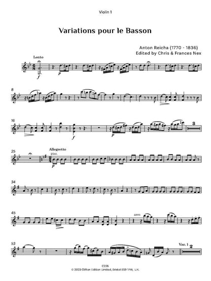 Reicha , A - Variations pour le Bassoon (Score and Parts) Digital Download