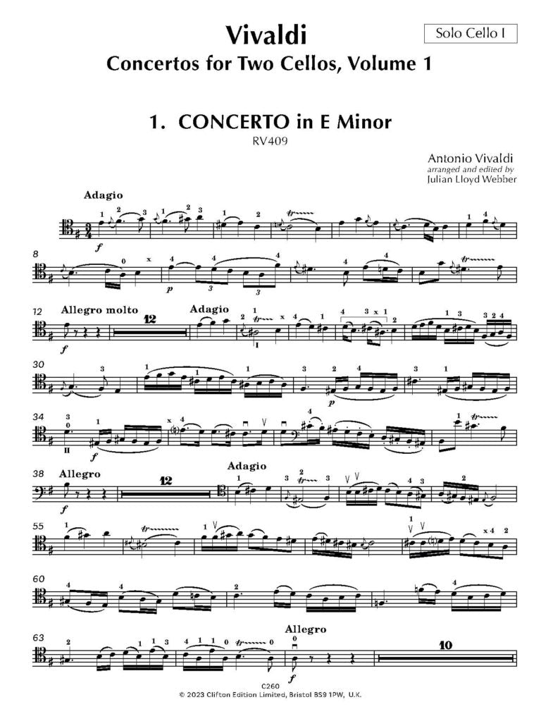 Vivaldi: Concertos Vol. 1 E minor RV409, G minor RV531 & G major RV532 for 2 Cellos and Piano, arr. Julian Lloyd Webber