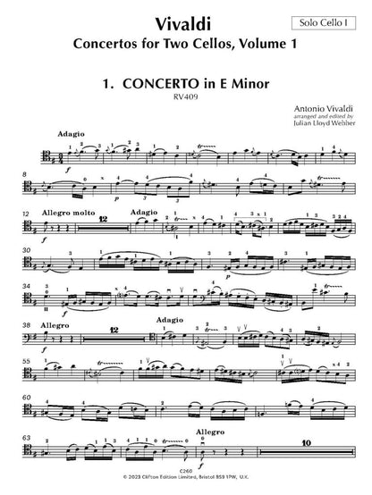 Vivaldi: Concertos Vol. 1 E minor RV409, G minor RV531 & G major RV532 for 2 Cellos and Piano, arr. Julian Lloyd Webber