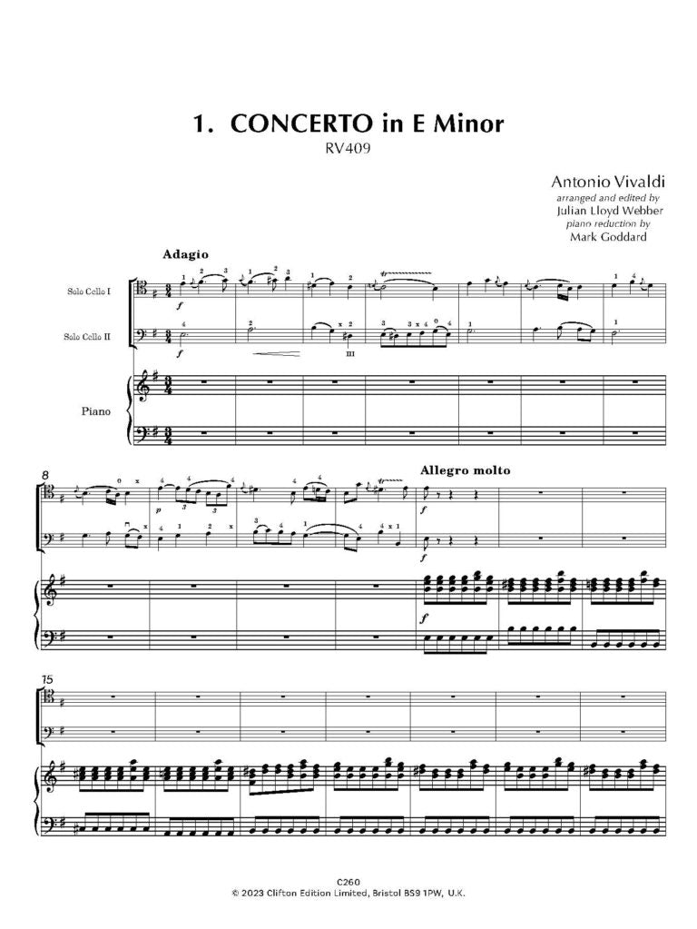 Vivaldi: Concertos Vol. 1 E minor RV409, G minor RV531 & G major RV532 for 2 Cellos and Piano, arr. Julian Lloyd Webber