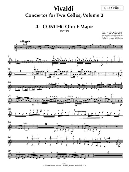 Vivaldi: Concertos Vol. 2 F major RV539, G major RV545 & G minor RV812 for 2 Cellos and Piano, arr. Julian Lloyd Webber