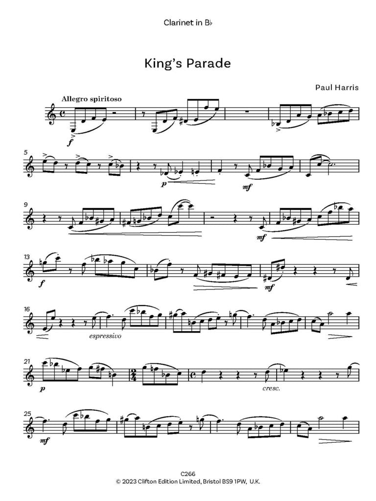 Harris, Paul: King’s Parade. Clarinet & Piano