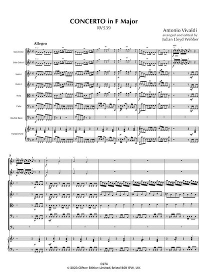 Vivaldi: Concerto in F major RV539 [SCORE AND PARTS] (Two Cellos & Orchestra)