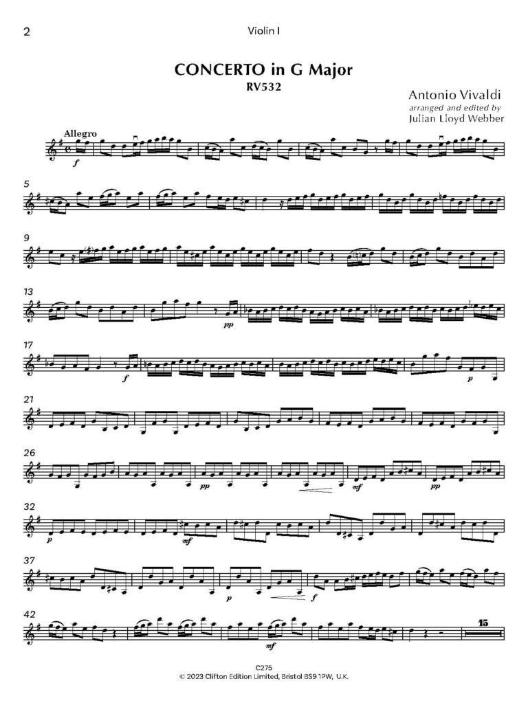 Vivaldi: Concerto in G major RV532 [SCORE AND PARTS] (Two Cellos & Orchestra) - Digital Download