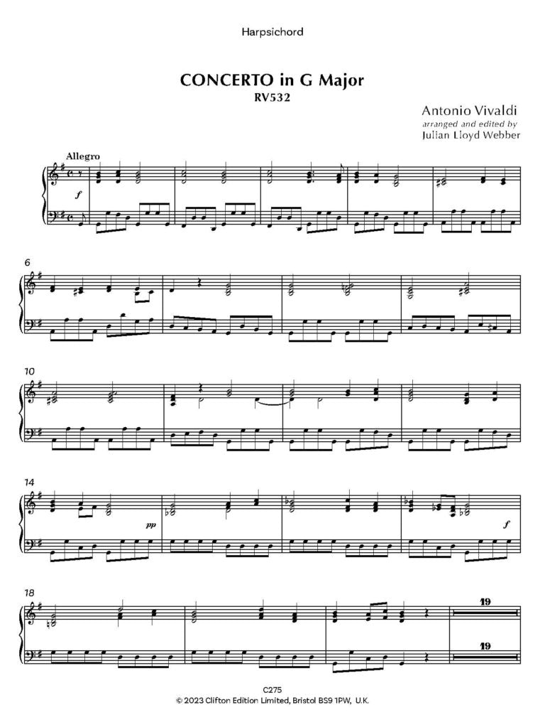 Vivaldi: Concerto in G major RV532 [SCORE AND PARTS] (Two Cellos & Orchestra) - Digital Download