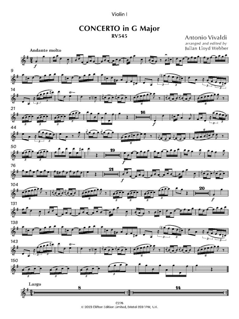 Vivaldi: Concerto in G major RV545 (SCORE AND PARTS) (Two Cellos & Orchestra) - Digital Download