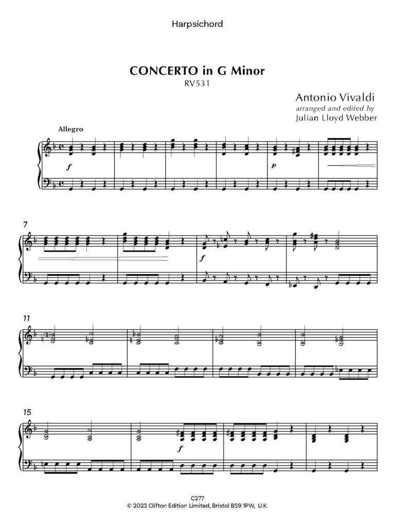 Vivaldi: Concerto in G minor RV531 [SCORE AND PARTS] (Two Cellos & Orchestra) Digital Download