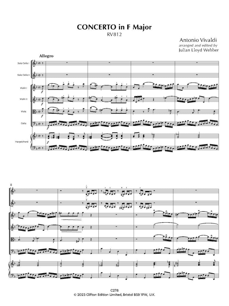 Vivaldi: Concerto in G minor RV812 [SCORE AND PARTS] (Two Cellos & Orchestra) - Digital Download