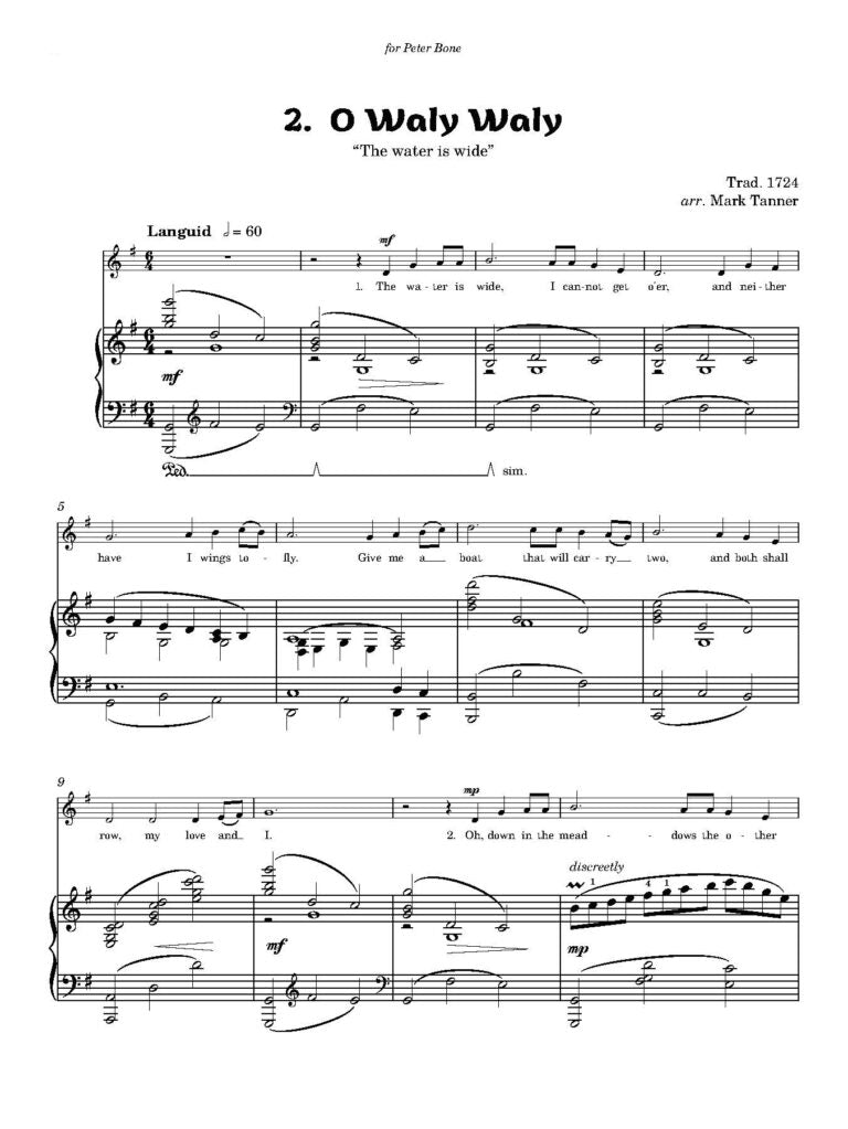 Tanner, Mark - Folk Songs Volume 1 Eight folk songs, arranged with exquisite piano accompaniments - Digital Download