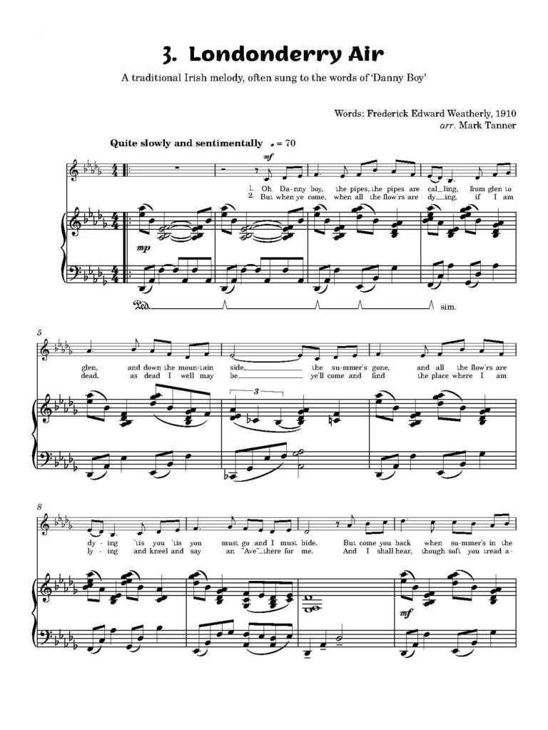 Tanner, Mark - Folk Songs Volume 1 Eight folk songs, arranged with exquisite piano accompaniments - Digital Download